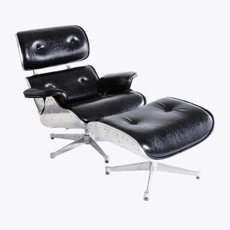 Klasické křeslo a podnožka ze slitiny křesla Eames GK85-ALM